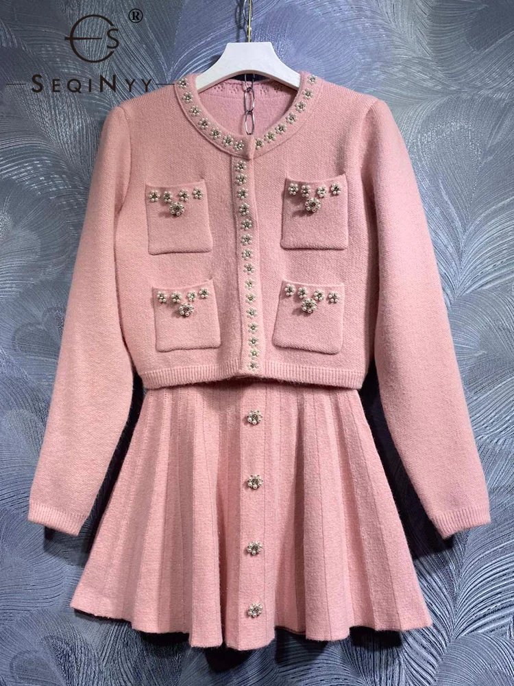 SEQINYY Elegant Sweet Set Spring Autumn New Fashion Design Women Runway High Street Short Jacket + Mini Skirt Flower Bead Button
SEQINYY Elegant Sweet Set Spring Autumn New Fashion Design Women Runway High Street Short Jacket + Mini Skirt Flower Bead Button