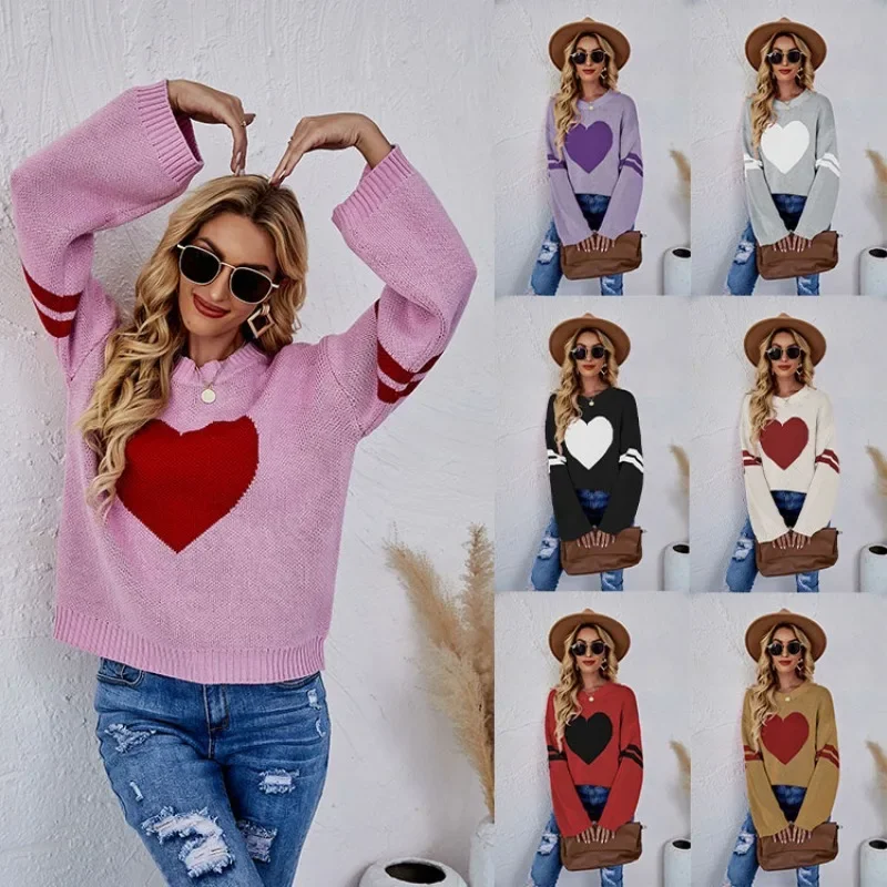 2023 Autumn/Winter Hot selling Valentine's Day Color Contrast Love Jacquard Round Neck Large Women's Knitwear SFC15-3
2023 Autumn/Winter Hot selling Valentine's Day Color Contrast Love Jacquard Round Neck Large Women's Knitwear SFC15-3