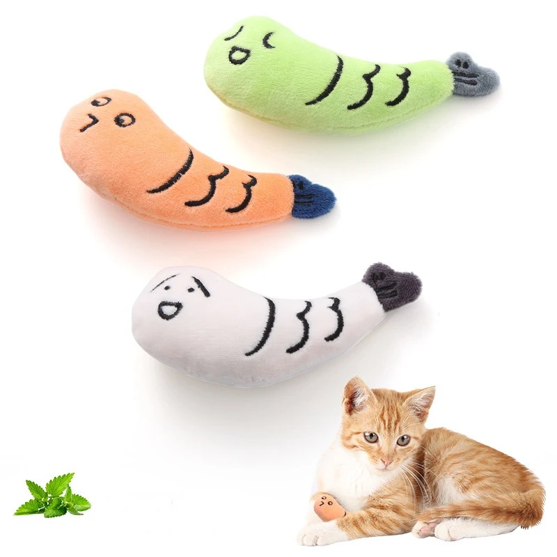

Cat Toys Cute Little Fish Cat Mint Plush Toys Bite Resistant Teeth Grinding Interactive Play Pet Supplies