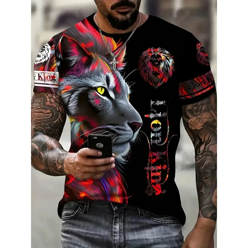 New Men's Short Sleeve T-shirt Fashion Domineering Lion King Pattern Print Short Sleeve Casual OverSize 3D Printing Tee
New Men's Short Sleeve T-shirt Fashion Domineering Lion King Pattern Print Short Sleeve Casual OverSize 3D Printing Tee