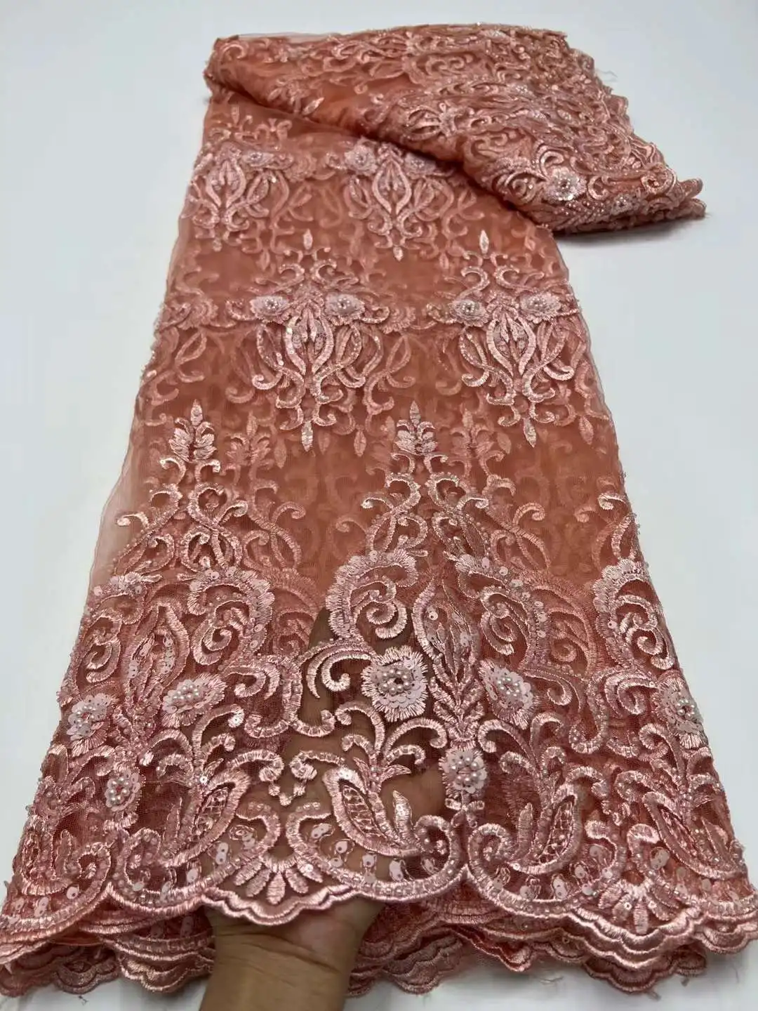 

Высококачественные нигерийские кружевные ткани для свадьбы, новейшая африканская французская кружевная ткань с блестками, тюль, сетчатая кружевная ткань