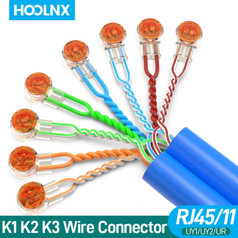 

Hoolnx K1 K2 K3 Connector UY1 UY2 UR Wire Connector, Waterproof RJ45 RJ11 Telephone UY Splice Connector Network Cable Terminals