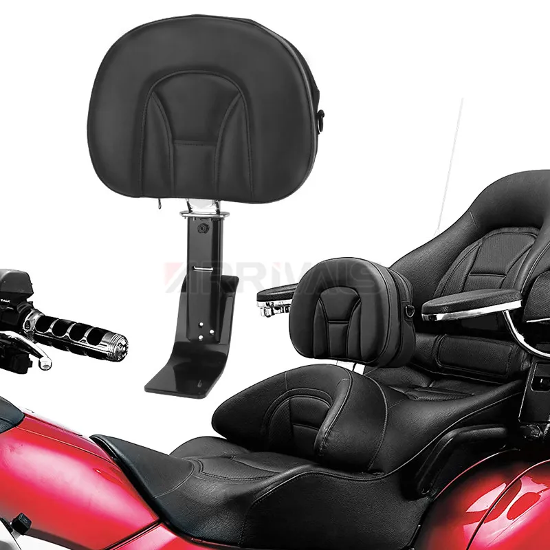 

Black Motorcycle Adjustable Front New Plug In Driver Rider Backrest Pad For Honda Goldwing GL1800 2001-2017