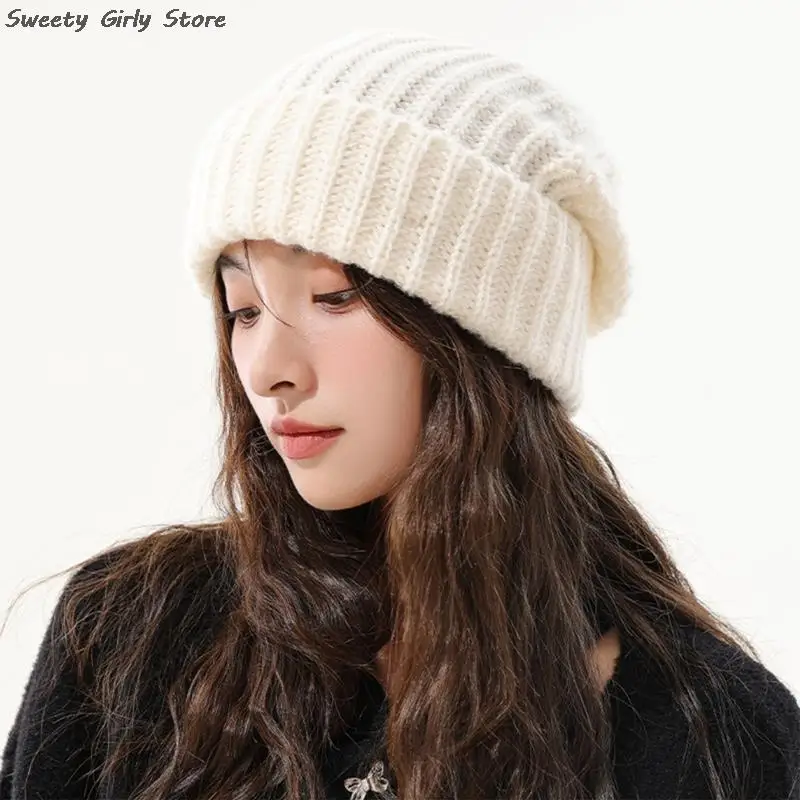 

Fashion Beanies Hats Women Men Slouchy Knitted Hat Solid Color Wool Knit Bonnet Caps Street Hip Hop Warm Headwear Winter Spring