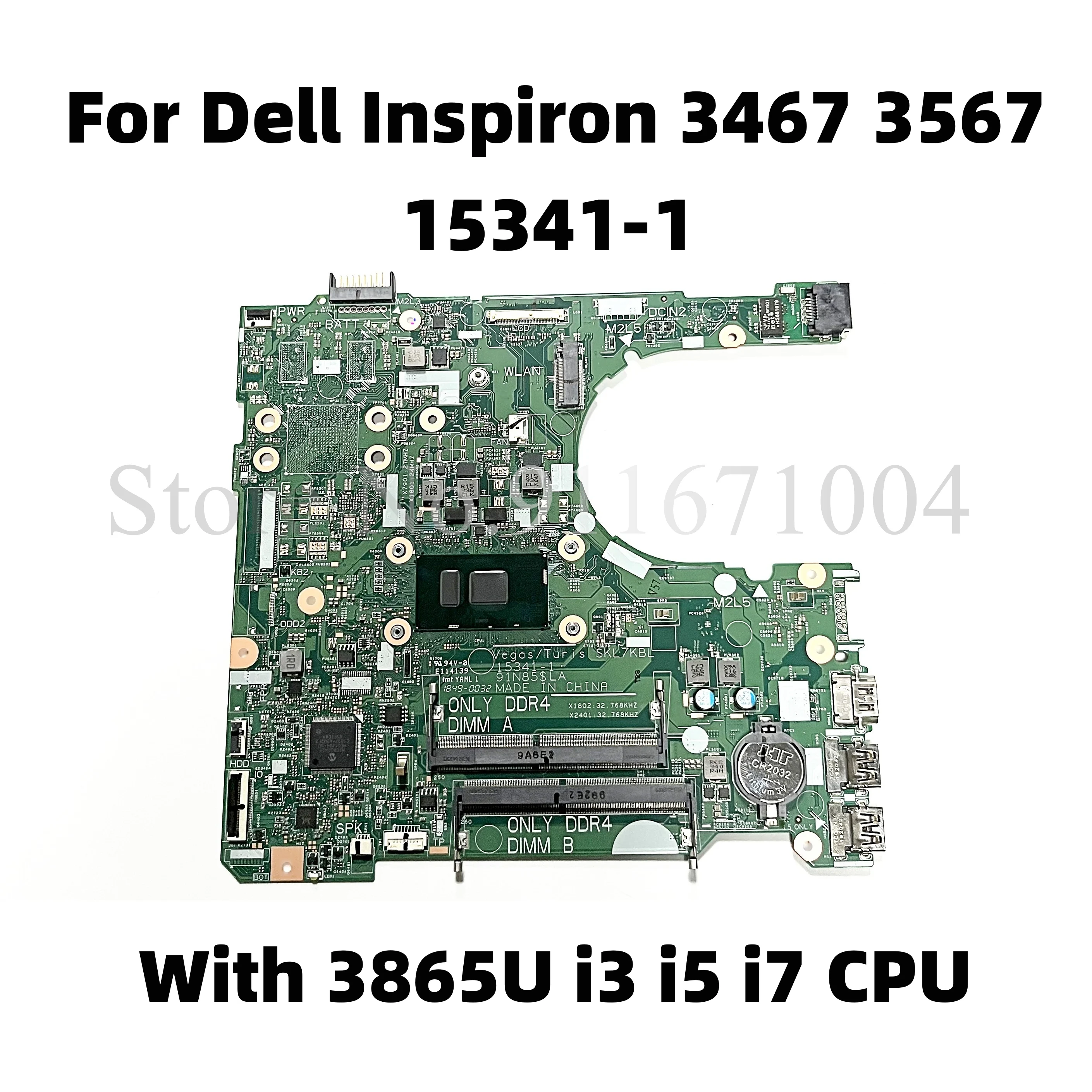 

CN-0NP4RY 0NP4RY NP4RY For dell Inspiron 3467 3567 Laptop Motherboard 15341-1 91N85 With 3865U i3 i5 i7 CPU 100% Tested Working