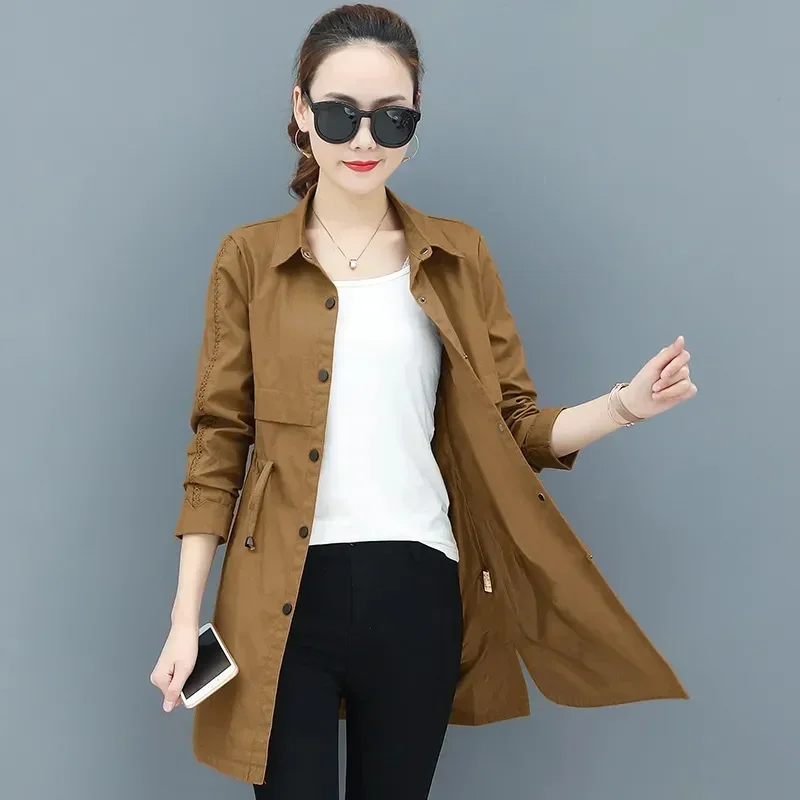 

Новая весенне-осенняя Женская куртка тонкая ветровка с длинным рукавом корейское Свободное пальто однобортная Повседневная Женская