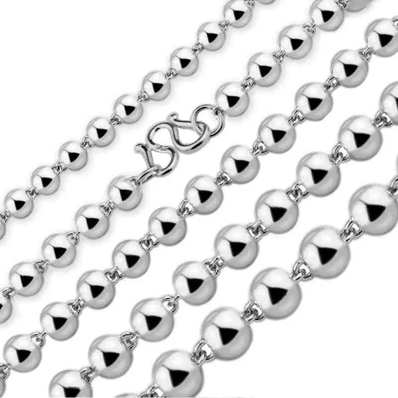 

Pure 999 Fine Silver Necklace Classic Bead Link Chain Necklace 16.5" 18" 20" 22" 24" 26" 28" 30" 32" 34" 36"