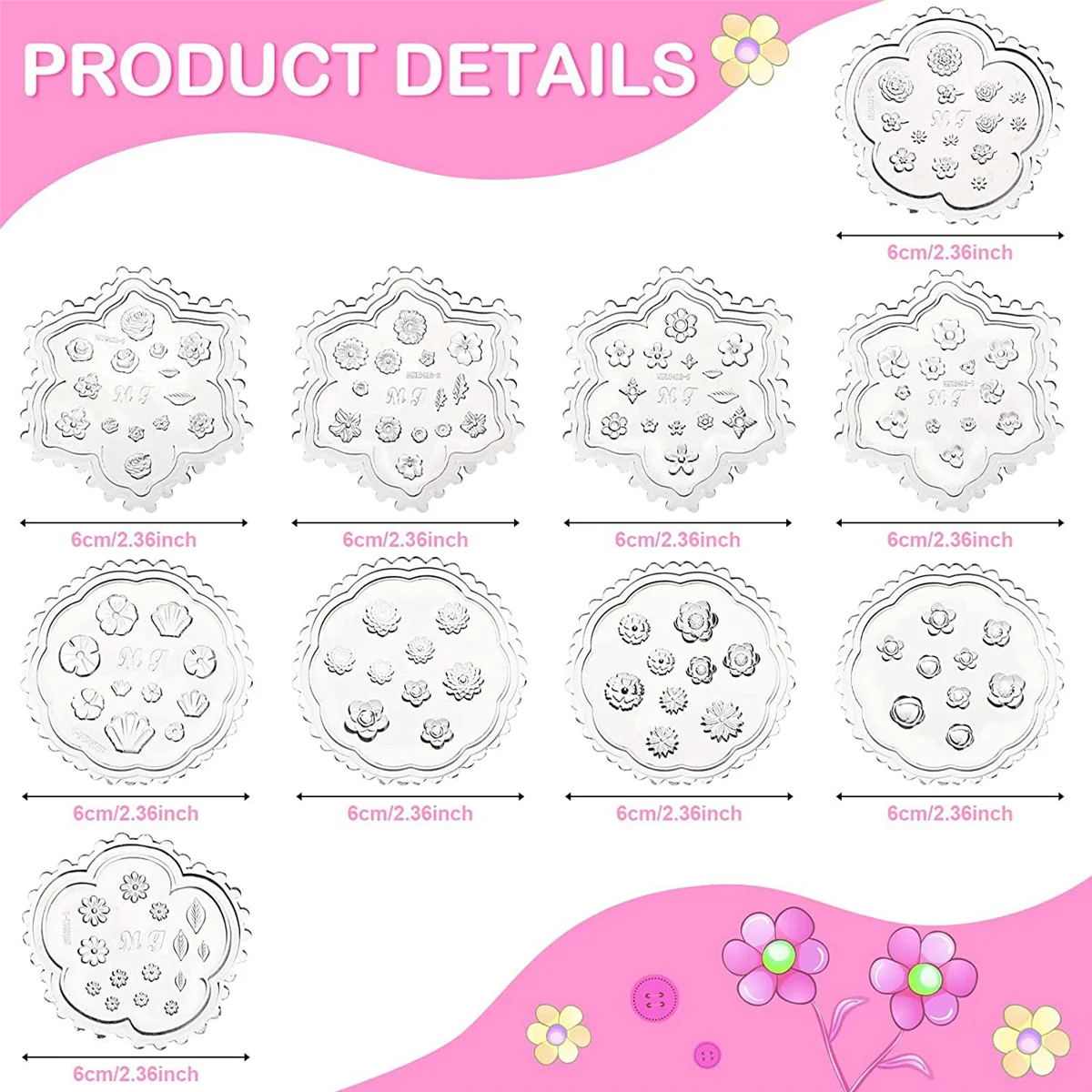 10 Pcs Flower Polymer Clay Molds Mini Resin Polymer Clay Cutters Small Flower Mold Daisy Clay Molds 
10 Pcs Flower Polymer Clay Molds Mini Resin Polymer Clay Cutters Small Flower Mold Daisy Clay Molds