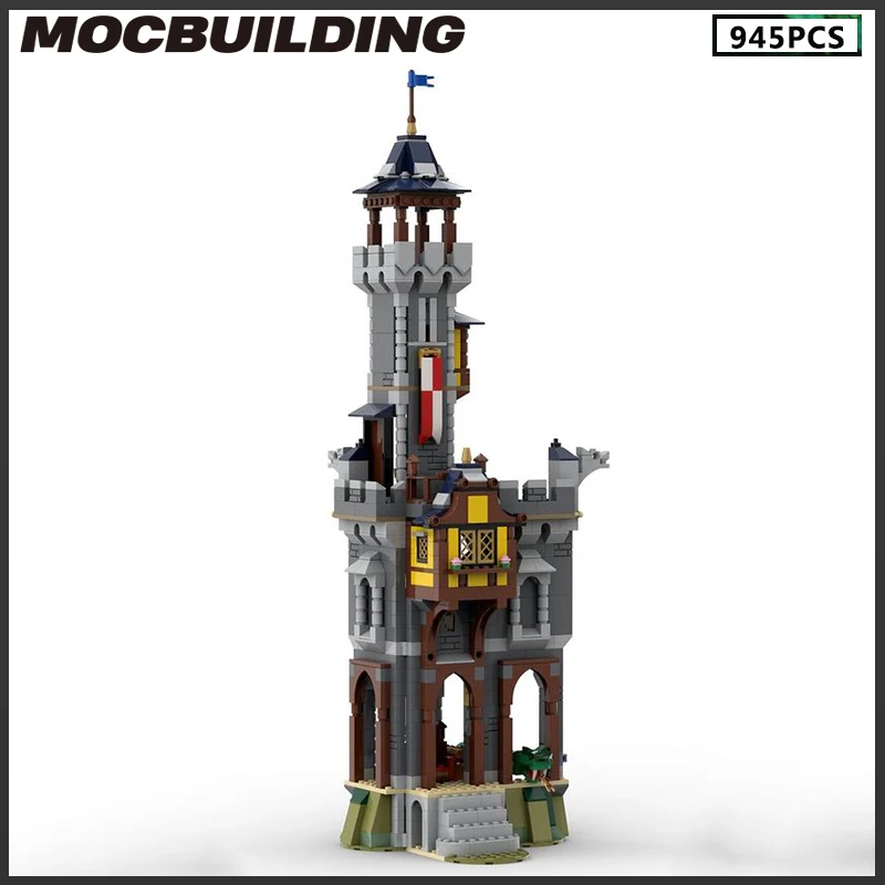

MOC Building Blocks Knight Commander's Tower Architecture Medieval Castle DIY Bricks Model Assemble Toy Birthday Present