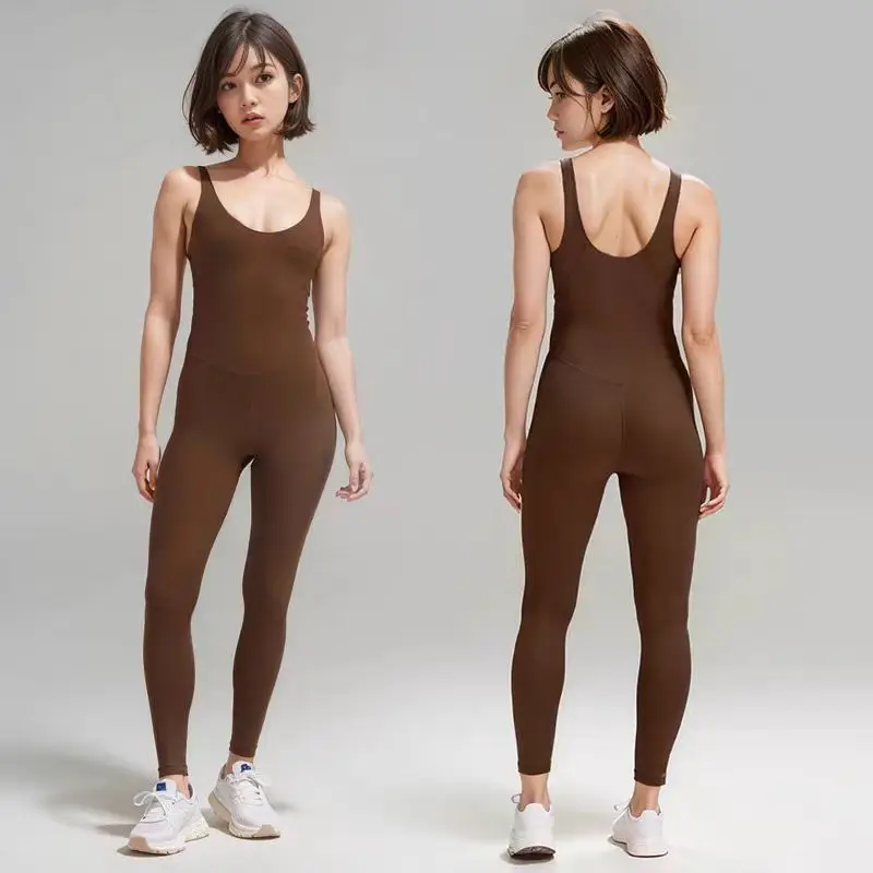 Yoga double-sided brushed high elastic nude fitness dance sexy jumpsuit with Lu logo
Yoga double-sided brushed high elastic nude fitness dance sexy jumpsuit with Lu logo