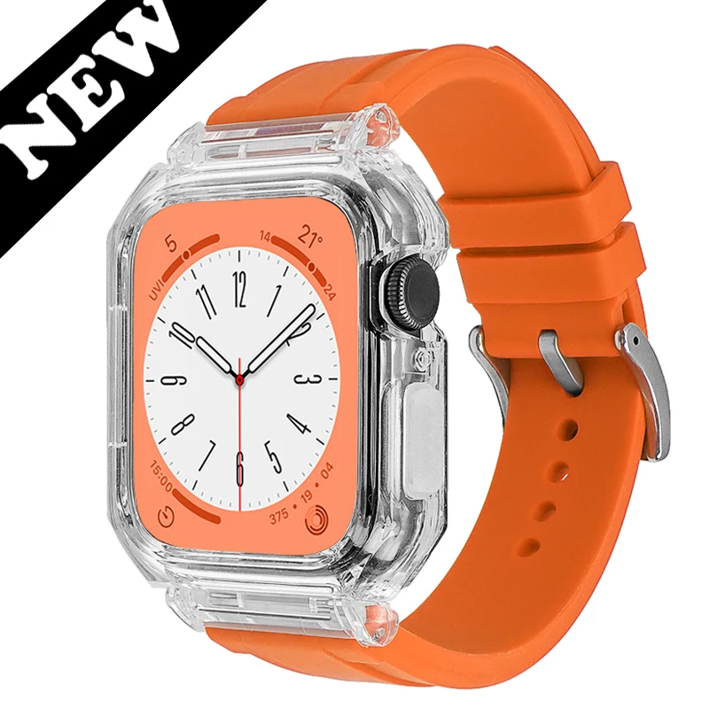 Transparent Case+Strap For Apple Watch 45MM 44MM 42MM Band Bracelet Modification Kit For iWatch Series SE 8 7 6 5 38mm 40mm 41mm
Transparent Case+Strap For Apple Watch 45MM 44MM 42MM Band Bracelet Modification Kit For iWatch Series SE 8 7 6 5 38mm 40mm 41mm