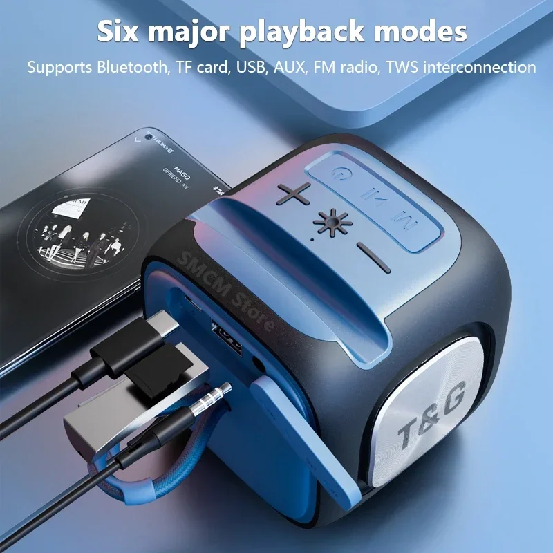 

Portable caixa de som Audio Wireless Subwoofer LED Soundbox Type-c Port Bluetooth Speaker Outdoor Mini Column FM Radio TF