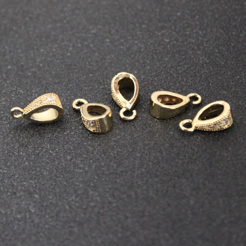 

5PCS Brass Cubic Zircon Pendant Clasp Hooks Necklace Connectors Pendant Bails Clips for DIY Handmade Making Findings Accessories