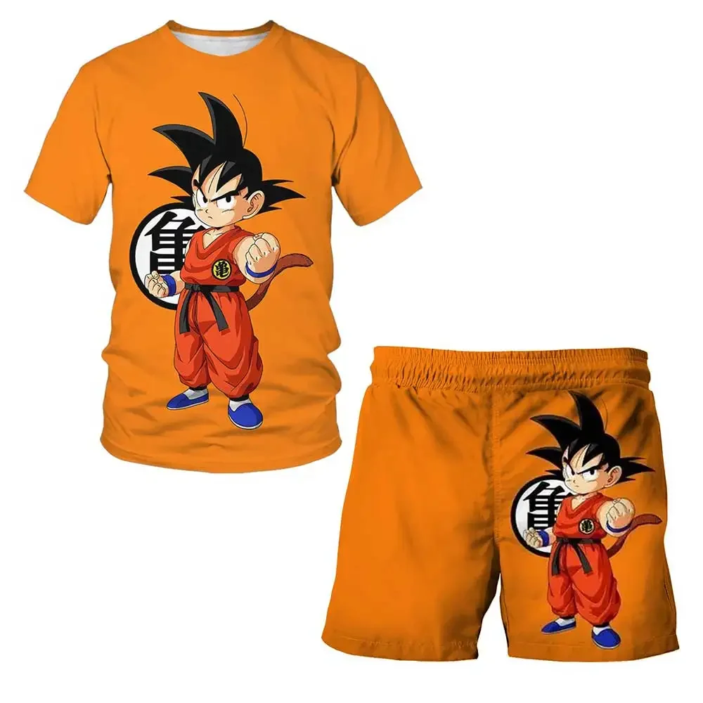 

Dragon Ball T Shirt Goku Vegeta Children's Tops Japan Anime Clothing Boys Clothes Summer T-shirt + Shorts 2 Piece Sets for Kids