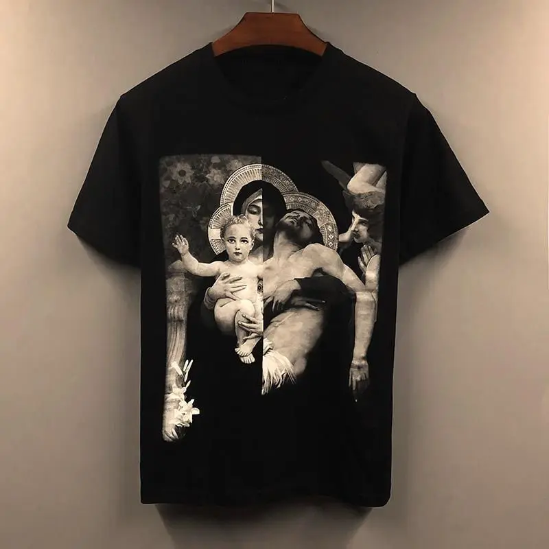 American large size trendy angel European and American printed short-sleeved T-shirt for male and female students trendy brand
American large size trendy angel European and American printed short-sleeved T-shirt for male and female students trendy brand