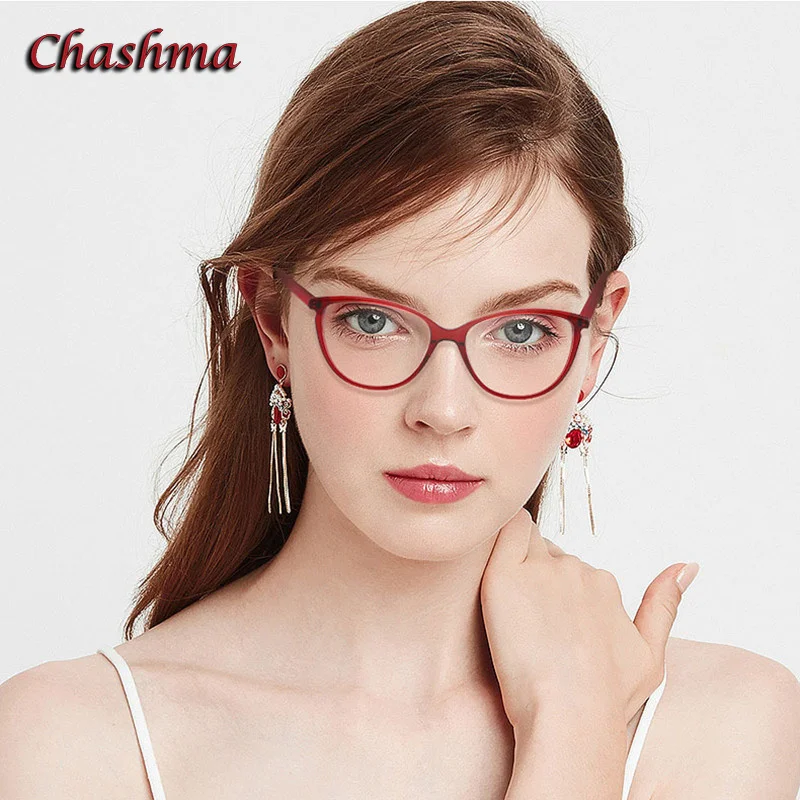 

Chashma Women Frame Elegant Eyeglass Estilo Gatinho Acetate Prescription Optical Lenses Anti Blue Ray Glass Cat Eye Spectacle