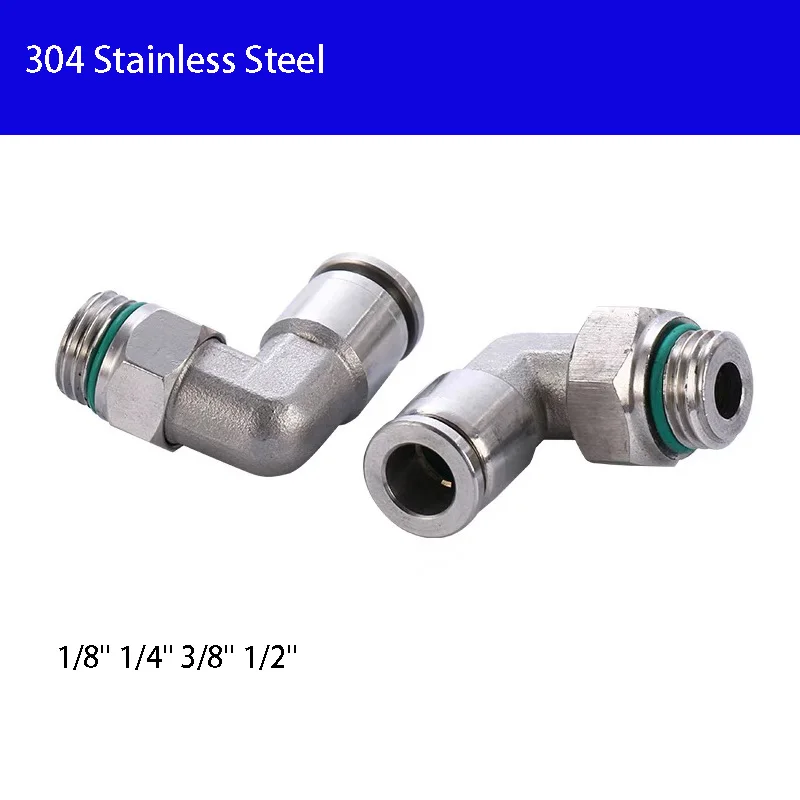 

PL 304 Stainless Steel G Thread Pneumatic Quick Fitting Coupling 1/8" 1/4" 3/8" 1/2" External Thread Trachea Hose Connector