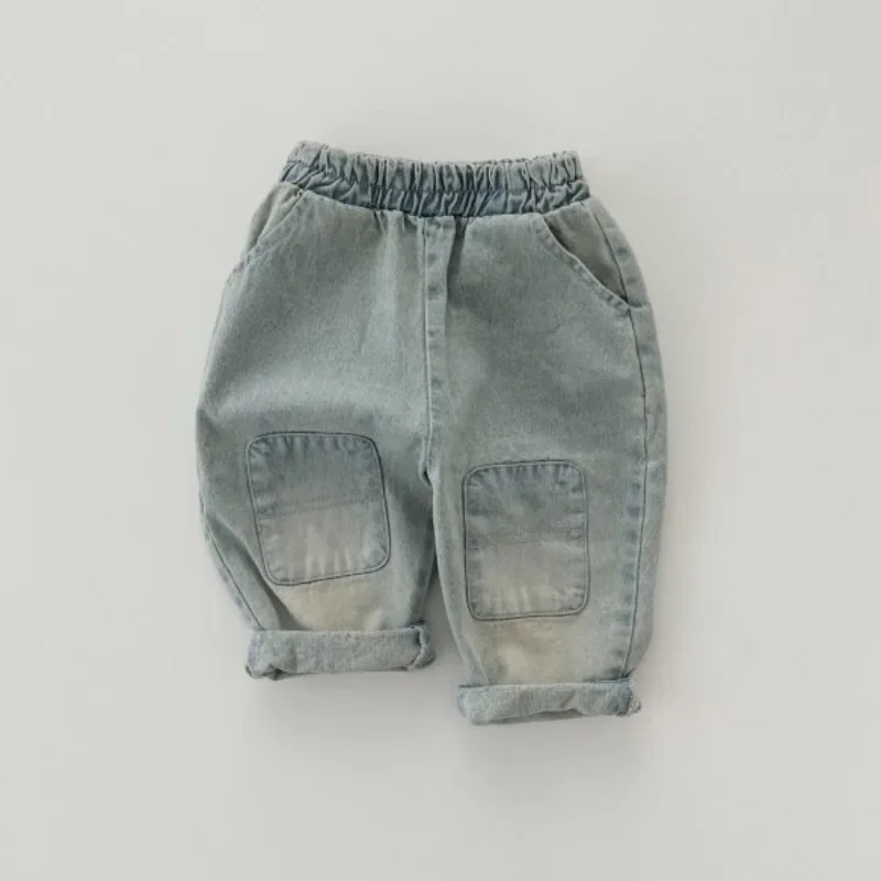 

Детские весенние джинсы От 1 до 6 лет, мягкие джинсовые длинные брюки для маленьких мальчиков и девочек с эластичным поясом, осенние ретро брюки-султанки для детей, джинсы, брюки