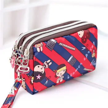 Three-layer zipper female short-style mobile phone bag handbag handbag fashionable mobile phone bag makeup female purse change w