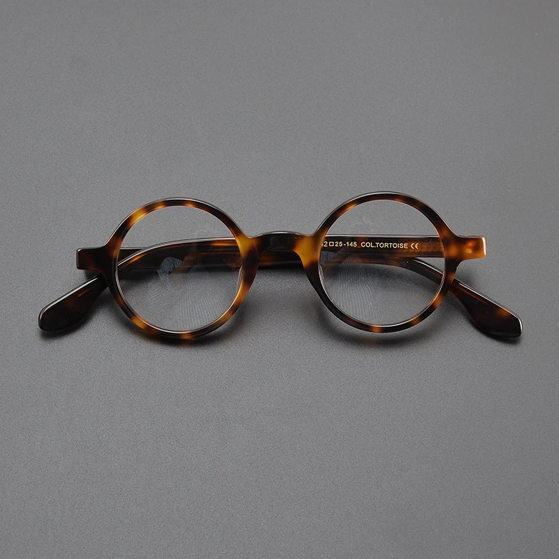 

Vintage small round frame glasses for men and women small face acetic acid optical glasses Luxury brand makes prescription glass