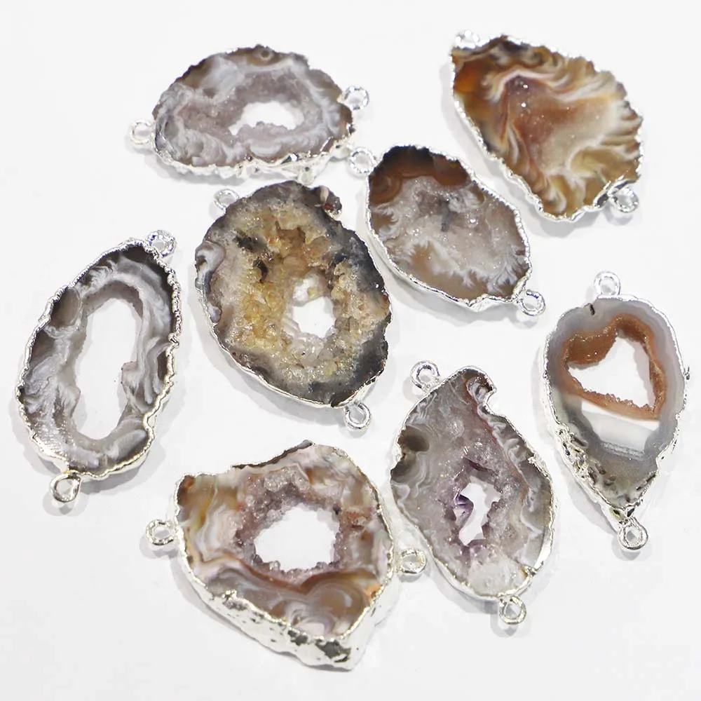 Natural Stone Grey Agate Druzy Double Buckle Irregular Pendant Fashion Quartz Jewelry Necklace Accessories Making Wholesale 4Pcs
Natural Stone Grey Agate Druzy Double Buckle Irregular Pendant Fashion Quartz Jewelry Necklace Accessories Making Wholesale 4Pcs