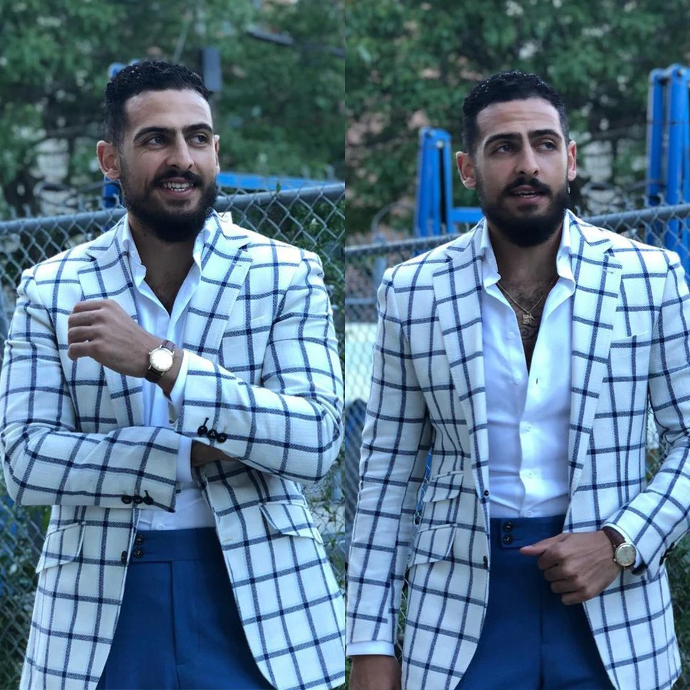 Костюм мужской слитный в белую клетку, приталенный однобортный пиджак, модная одежда для свадьбы, работы для жениха, повседневный пошив на выпускной
Костюм мужской слитный в белую клетку, приталенный однобортный пиджак, модная одежда для свадьбы, работы для жениха, повседневный пошив на выпускной