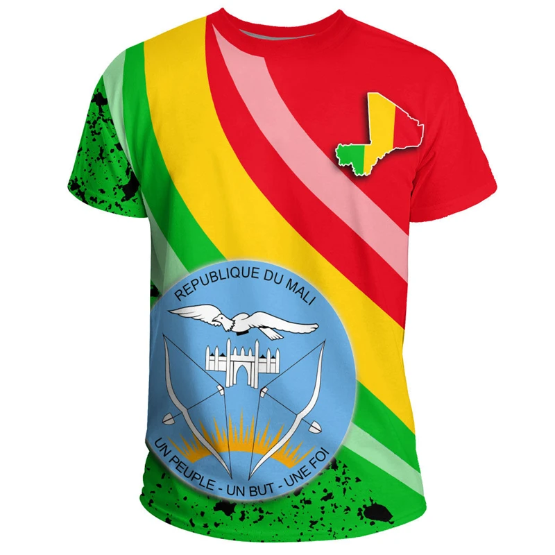 

Mali Flag Map Graphic T Shirts National Emblem 3D Printed T Shirt For Men Clothes Africa Country T-Shirt Male Jersey Kids Tees