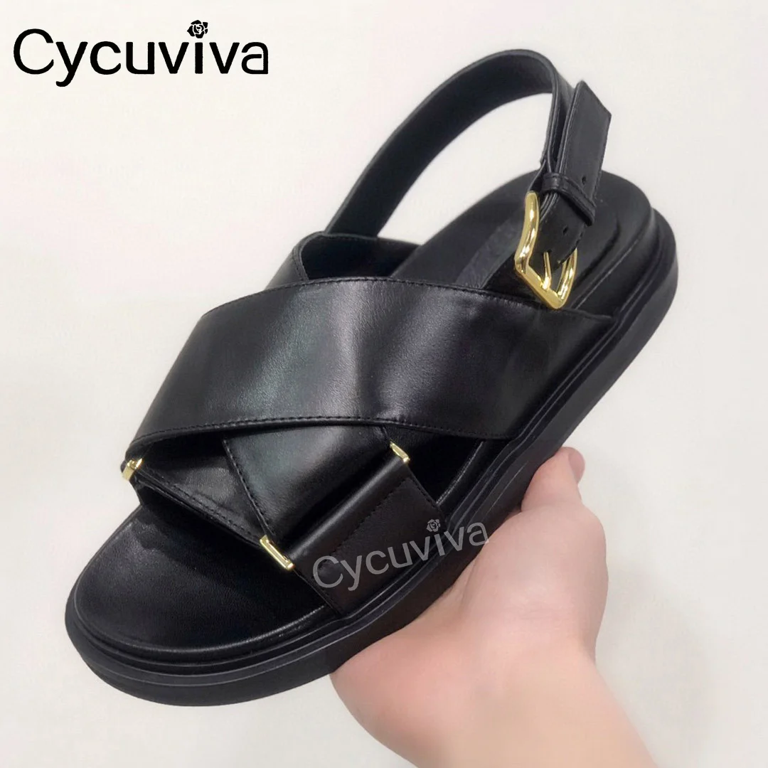 Cross Buckle Black Leather Women Sandals Ladies Casual Flat Platform Shoes New Fashion Sandalias 2022 Summer Shoes for Women
Cross Buckle Black Leather Women Sandals Ladies Casual Flat Platform Shoes New Fashion Sandalias 2022 Summer Shoes for Women
