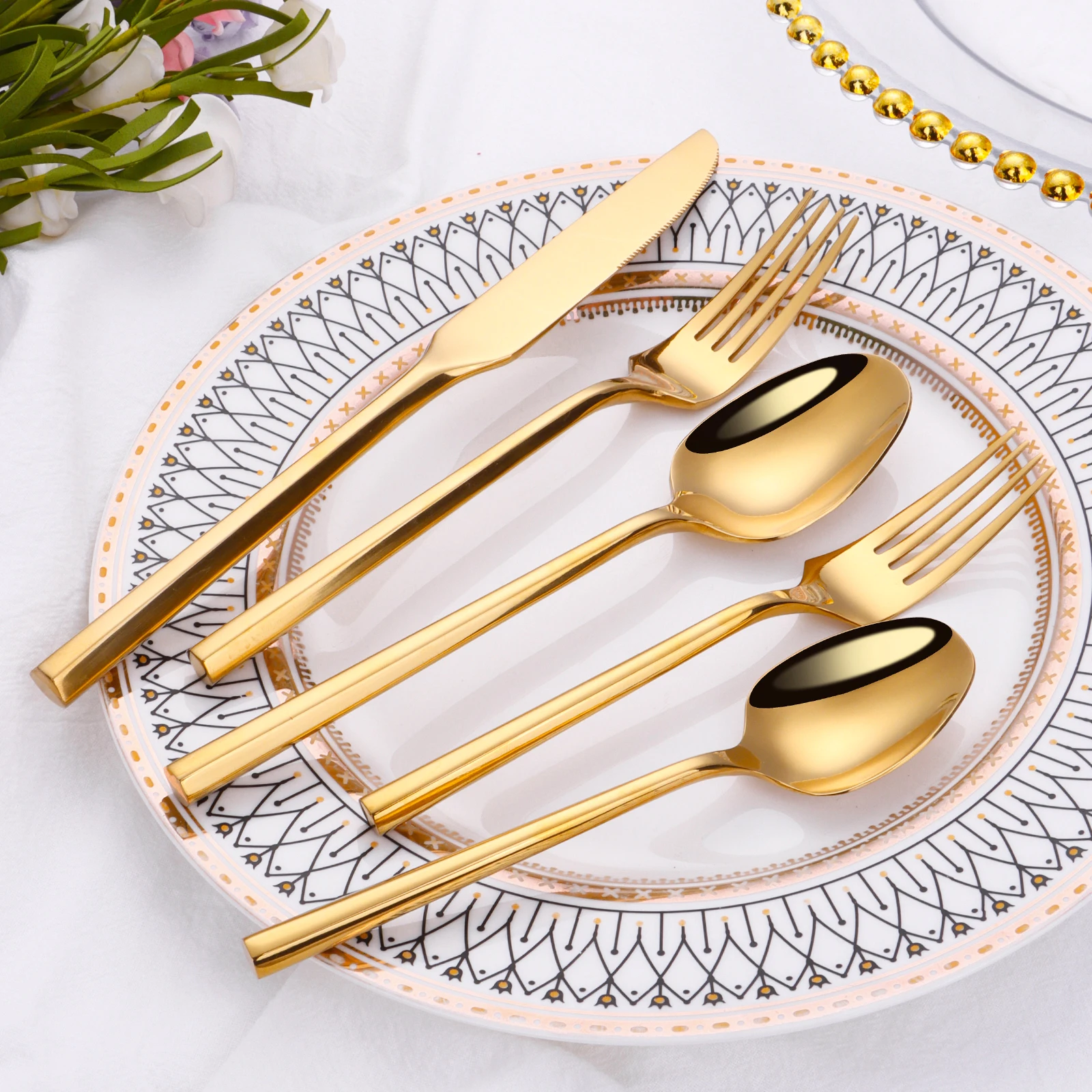 30 Piece Hexangular Handle Stainless Steel Cutlery High Quality Wedding Silverware Knife Fork Spoon Tableware Gift Set
30 Piece Hexangular Handle Stainless Steel Cutlery High Quality Wedding Silverware Knife Fork Spoon Tableware Gift Set
