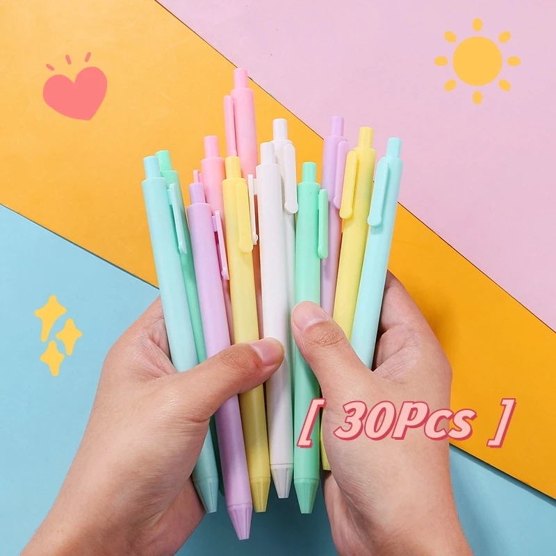 

30Pcs/Lot Cute Macaron Press Gel Pen 0.5mm Candy Color Neutral Pens Simple Student Exam Pen Signature Pen School Office Supplies
