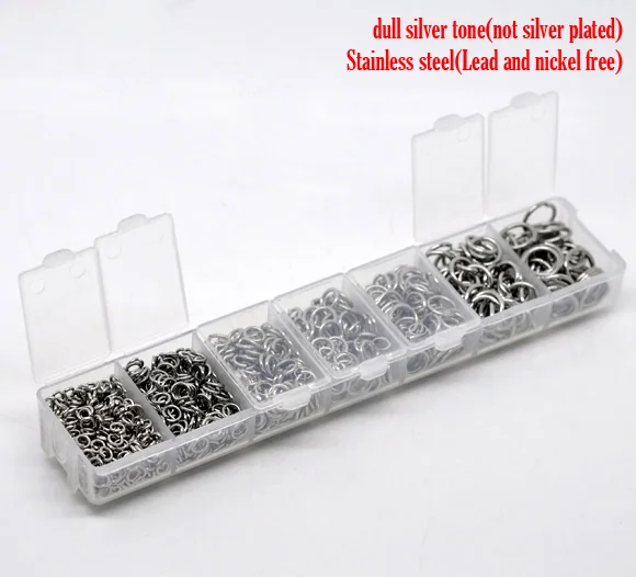 304 Stainless Steel Open Jump Rings Round Mixed Size Silver Color 4mm(2/8") Dia-10mm(3/8") Dia, 1 Box (About 1410 Pcs Assorted)
304 Stainless Steel Open Jump Rings Round Mixed Size Silver Color 4mm(2/8") Dia-10mm(3/8") Dia, 1 Box (About 1410 Pcs Assorted)