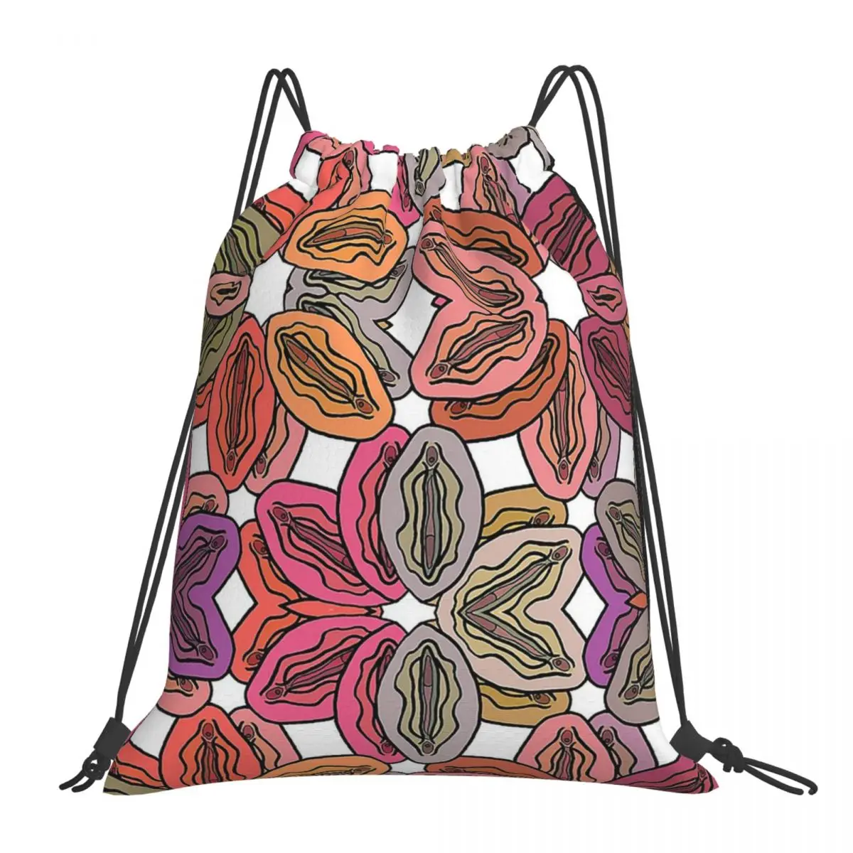 

Vulva Colorful Pattern Backpacks Casual Portable Drawstring Bags Drawstring Bundle Pocket Sports Bag BookBag For Travel Students