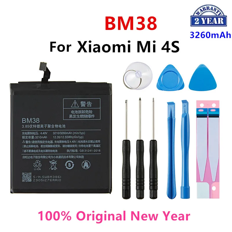

100% Orginal BM38 3260mAh Battery For Xiaomi 4S Mi 4S Mi4S BM38 High Quality Phone Replacement Batteries +Tools