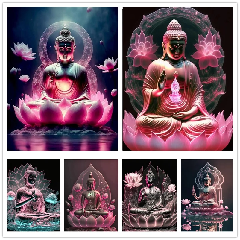 

Buddha Statue Diamond Painting Religion 5D DIY Full Square Round Rhinestone Embroidery Kits Mosaic Wall Art Crafts