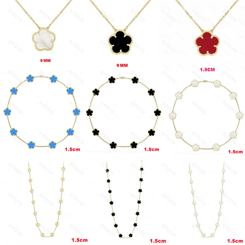 

Hot Selling High-quality Fashion Brand Clover for Women Necklace Natural Gemstone Alhambra Stones Plating 18K Gold Jewelry Set