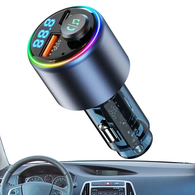 

FM Transmitter For Car BT 5.3 FM Radio Adapter Car Charger With LED Light Wireless FM Car Kit Hands-Free Calling Fast USB