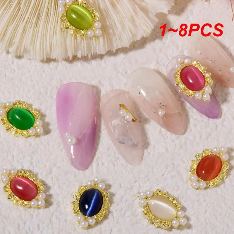 

1~8PCS Cat's Eye Alloy Jewelry Exquisite Production High Quality Eye-catching White Fashionable Cat's Eye Manicure