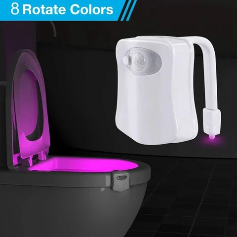 

Smart PIR Motion Sensor Toilet Seat Night Light, Waterproof Backlight for Toilet Bowl, LED Luminaria Lamp, WC Light, 8 Colors