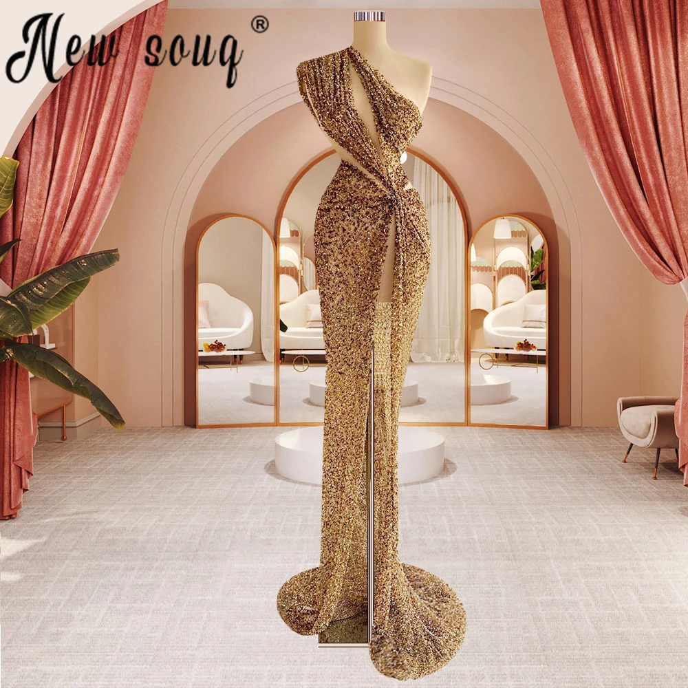 High Split Dubai Sparkly Gold Evening Dress With V Neck Luxury Beaded Dubai Caftan Women Formal Gowns Abendkleider Designer
High Split Dubai Sparkly Gold Evening Dress With V Neck Luxury Beaded Dubai Caftan Women Formal Gowns Abendkleider Designer
