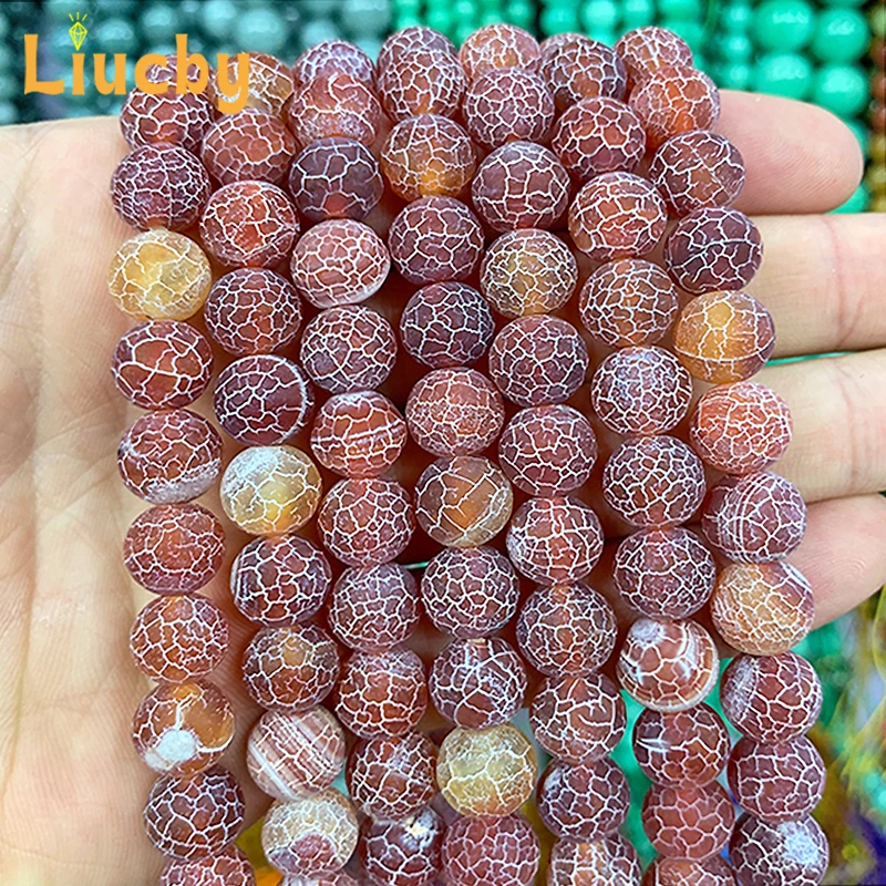 

Quartzite Frost Cracked Crab Red Agates For Jewelry Making DIY retro Ear Studs headwear Earrings Accessories 15" Strand 6/8/10MM