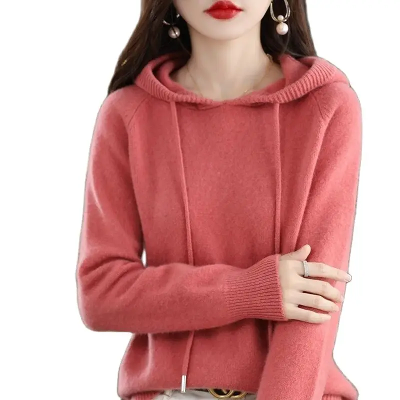 

Autumn Winter New Women Pullover Sweater Korean Loose Long Sleeve Hooded Warm Knitted Sweaters Female Jumper Sweate Woman Tops