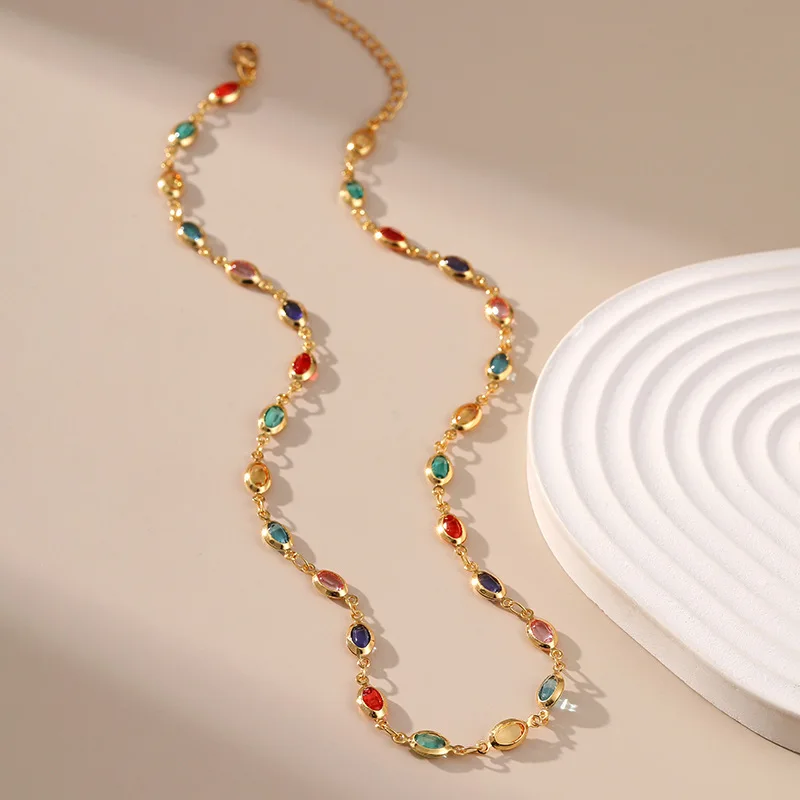 Colored Glass Diamond Collarbone Chain Necklace Women Fashion Retro Simple Versatile Wedding Party Design Gift
Colored Glass Diamond Collarbone Chain Necklace Women Fashion Retro Simple Versatile Wedding Party Design Gift
