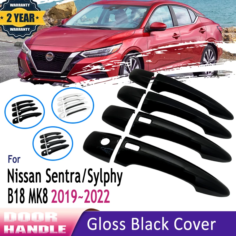 Стайлинг хромированный глянцевый черный для Nissan Sentra Sylphy B18 2020 2021 2022 углеродное волокно внешняя дверная ручка Наклейка Автомобильные аксессуары
