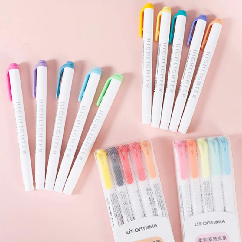 5Colors/box Double Headed Highlighter Pen Set Fluorescent Drawing Markers Highlighters Pens Art Japanese Cute Stationery
5Colors/box Double Headed Highlighter Pen Set Fluorescent Drawing Markers Highlighters Pens Art Japanese Cute Stationery
