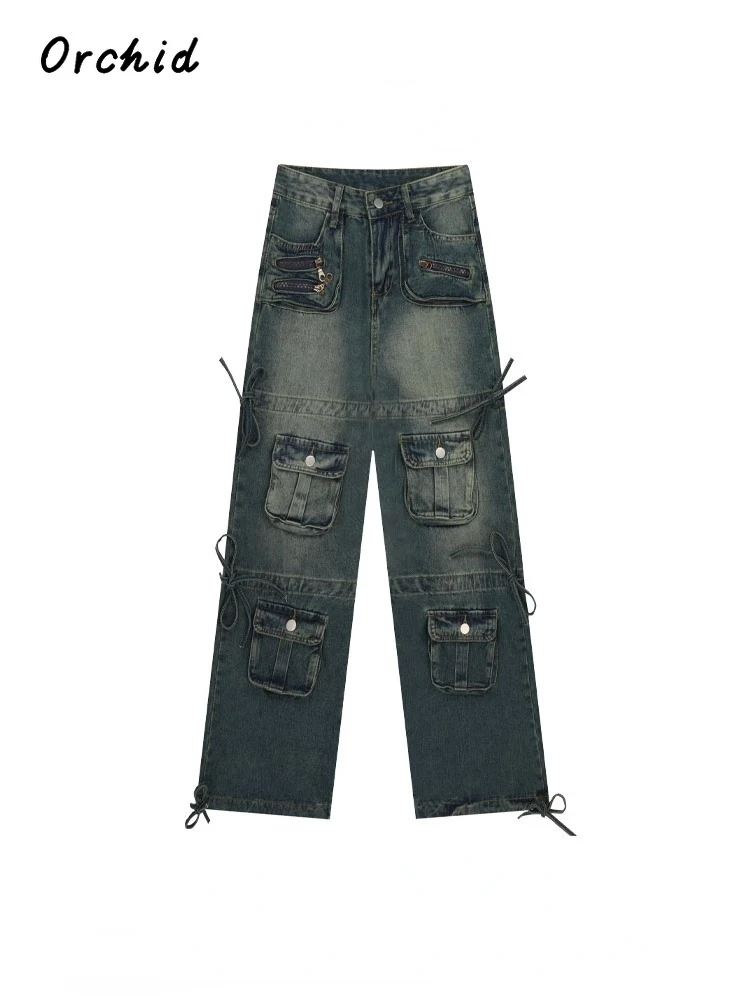 Women High Street Blue Loose Multi-Pocket Wide Leg Jeans Low Waisted Denim Cargo Pants 2000s Aesthetic Hip Pop Y2k Streetwear
Women High Street Blue Loose Multi-Pocket Wide Leg Jeans Low Waisted Denim Cargo Pants 2000s Aesthetic Hip Pop Y2k Streetwear