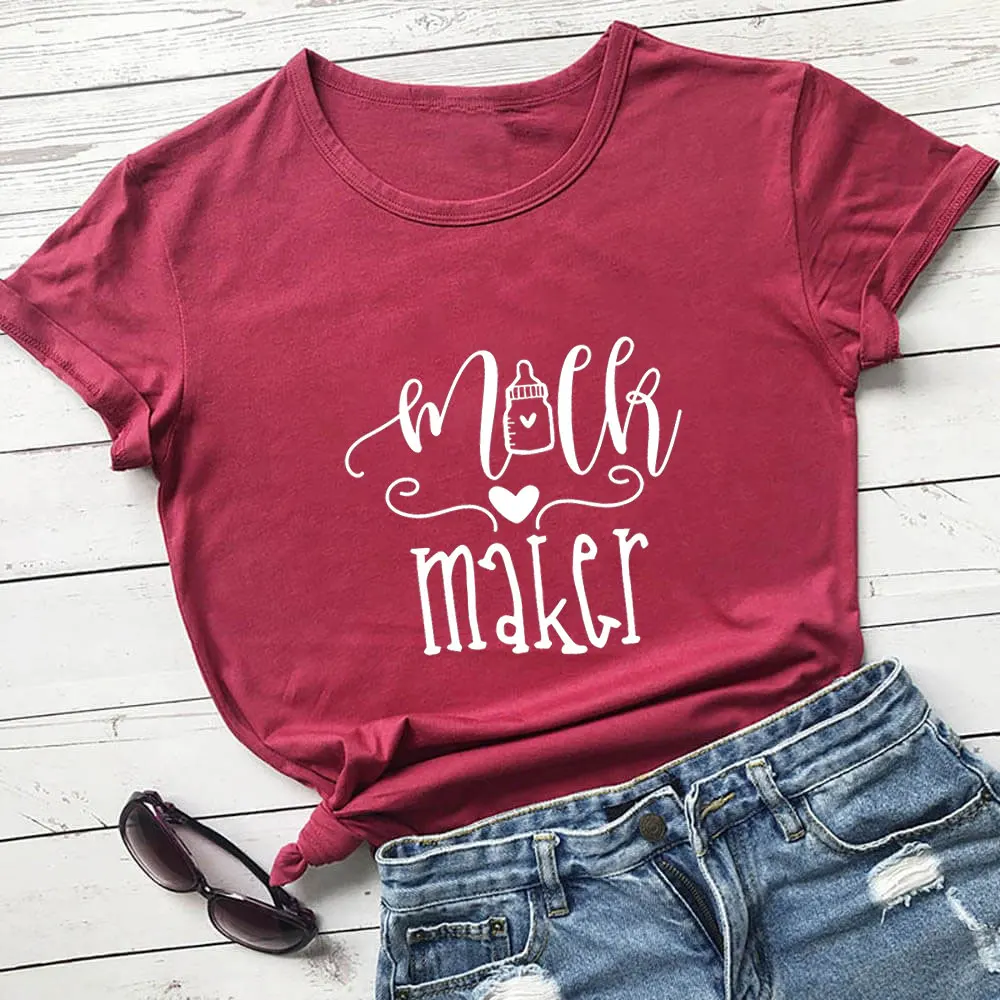Milk Maker New Arrival Mother's Day Shirt 100%Cotton Women Tshirt Funny Quotes Summer Casual Short Sleeve Top Gift for Mom
Milk Maker New Arrival Mother's Day Shirt 100%Cotton Women Tshirt Funny Quotes Summer Casual Short Sleeve Top Gift for Mom