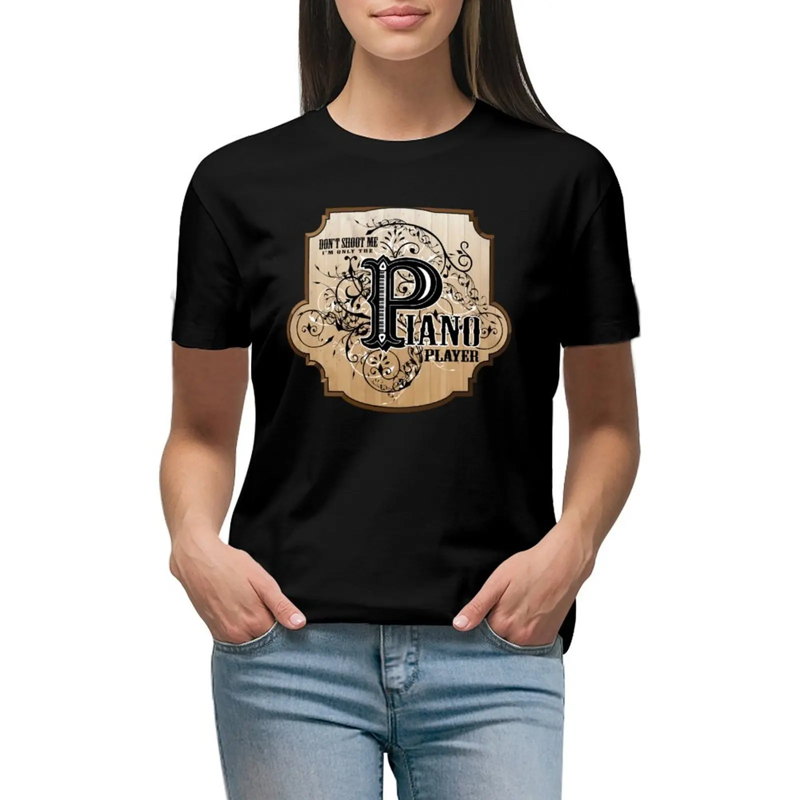 Don't shoot me, I'm only the piano player T-shirt tees Blouse oversized black t-shirts for Women
Don't shoot me, I'm only the piano player T-shirt tees Blouse oversized black t-shirts for Women