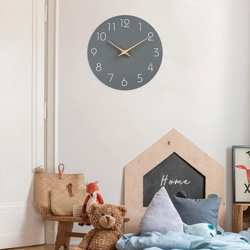 

Wall Clock Silent Non-Ticking Wall Clocks Battery Operated - Modern Simple Wooden Clock Decorative Easy Install