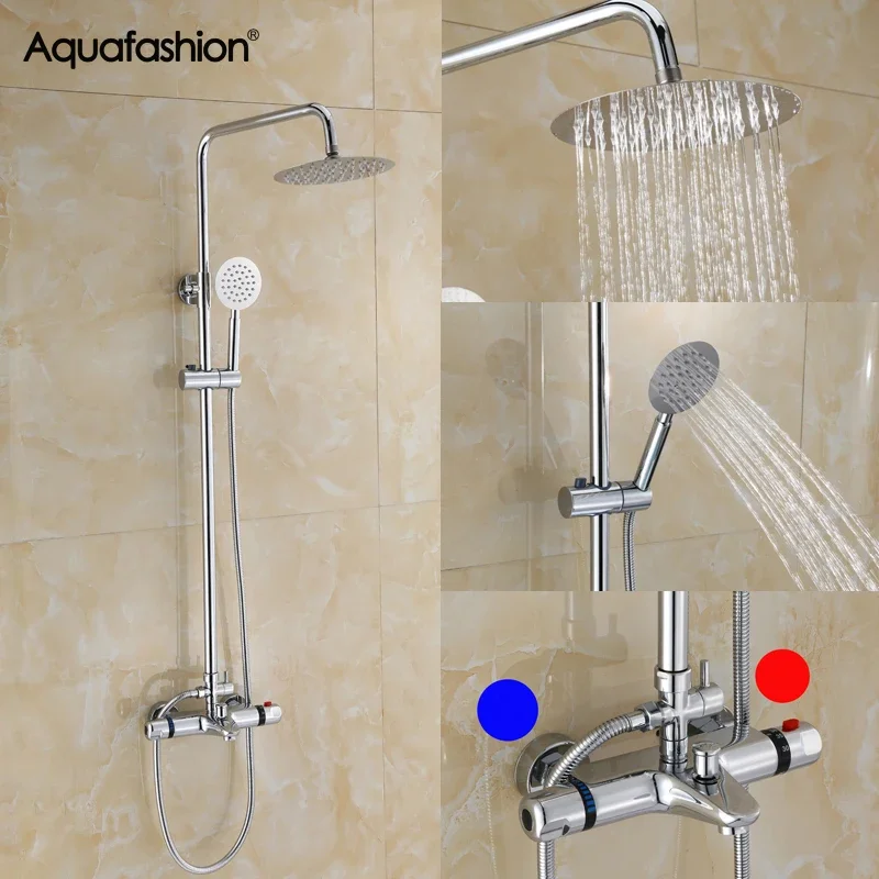 Thermostat Rain Shower Set Brass Bath Faucet Wall Mounted Bathtub Shower Mixer Tap Hot Water on Right Side
Thermostat Rain Shower Set Brass Bath Faucet Wall Mounted Bathtub Shower Mixer Tap Hot Water on Right Side