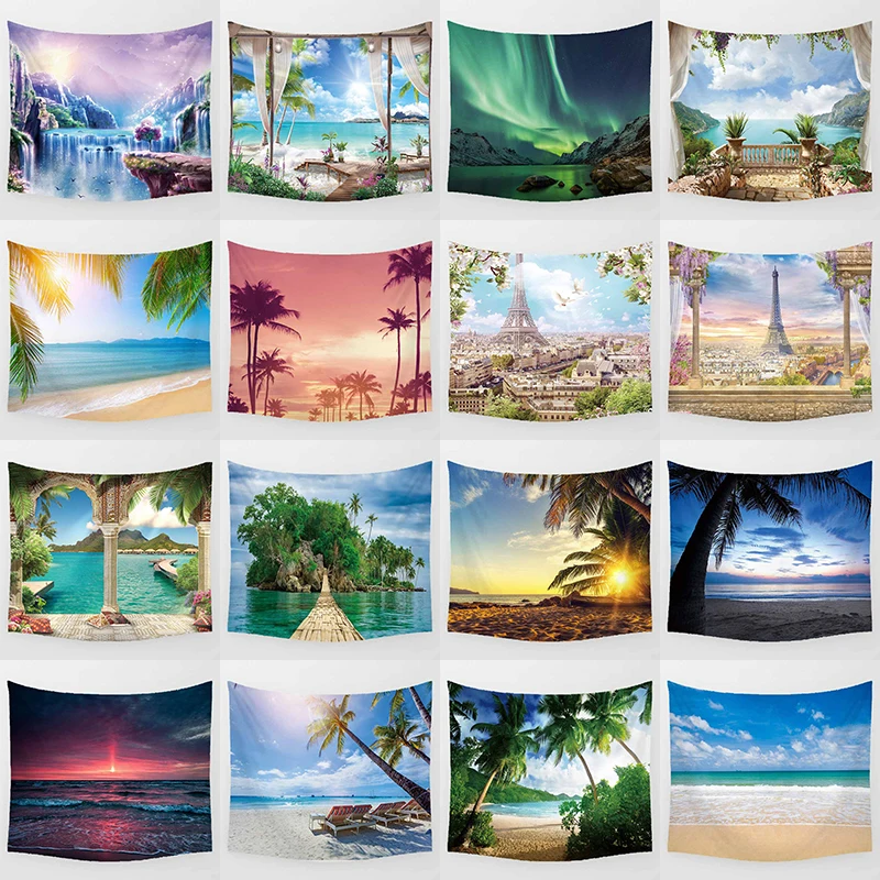 

Beauty Sea Beach Landscapes Wall Art Tapestry Wall Background Decor Bedroom Rectangle Small Size Wall Hanging Tapestry